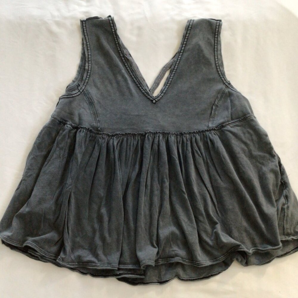 Free People Movement Double V Tank Top Faded Black Sz XS
